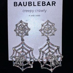 BaubleBar Creepy Crawly Spiderweb Spider Earrings NEW! Web